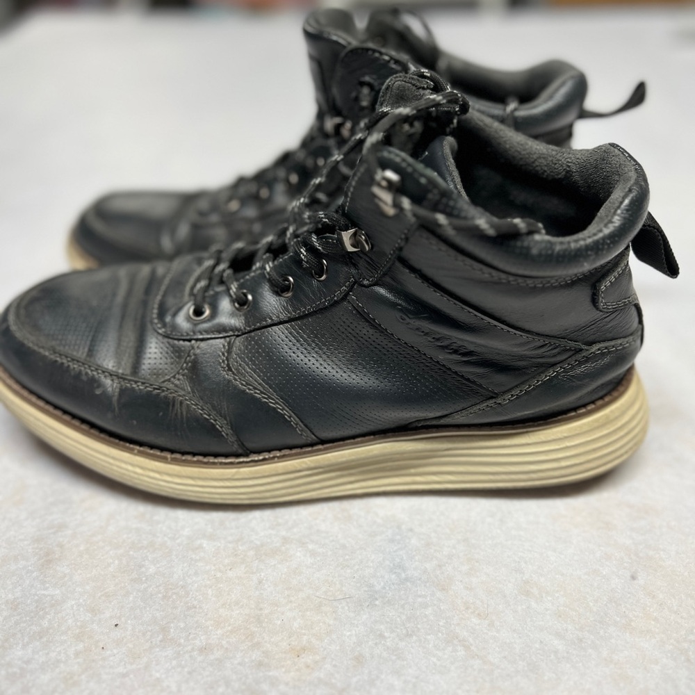 Arkbird Oxfords Men's Black Leather Office Casual High Top Sneakers Size 10 - Picture 2 of 7